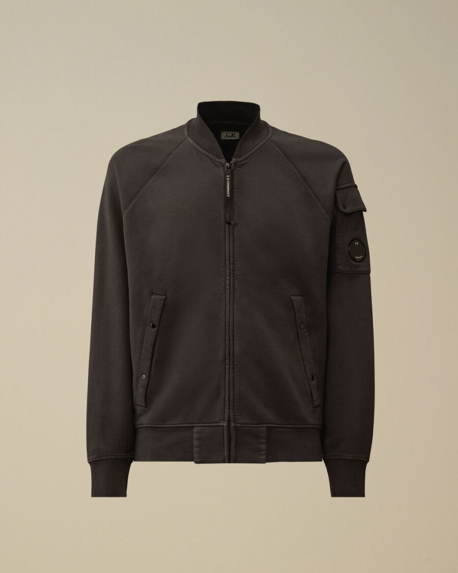 DIAGONAL FLEECE BOMBER SWEATSHIRT