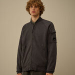 DIAGONAL FLEECE BOMBER SWEATSHIRT