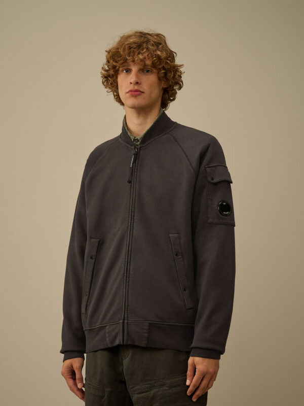 DIAGONAL FLEECE BOMBER SWEATSHIRT