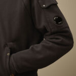 DIAGONAL FLEECE BOMBER SWEATSHIRT