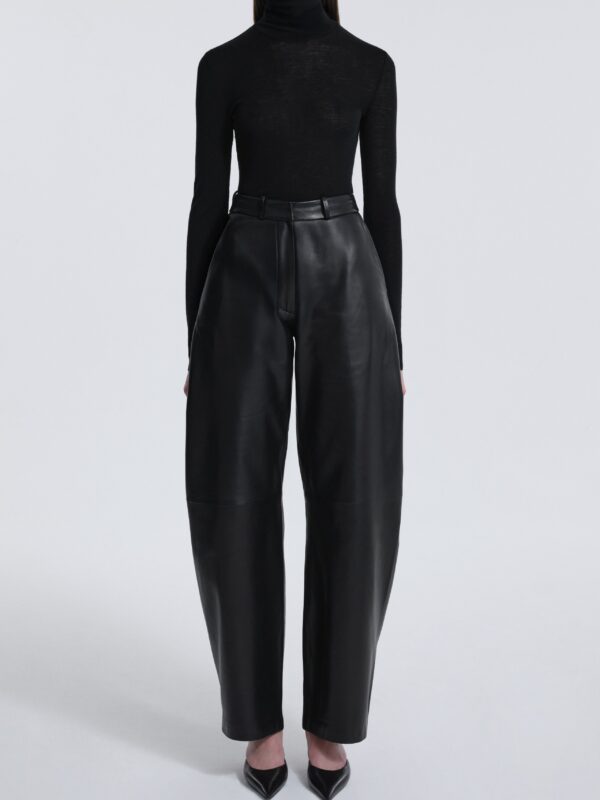 LEATHER BARREL PANTS