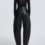 LEATHER BARREL PANTS