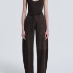 SUEDE BARREL PANTS