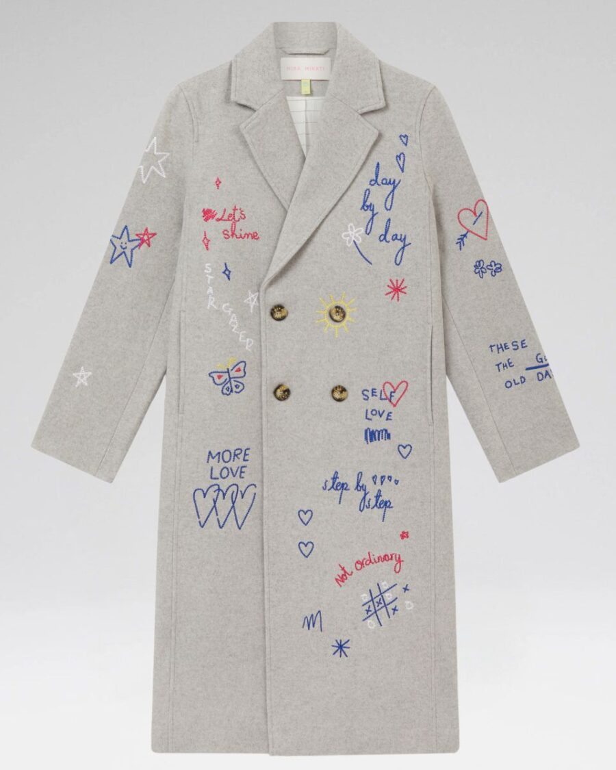EMBROIDERED SCRIBBLE COAT