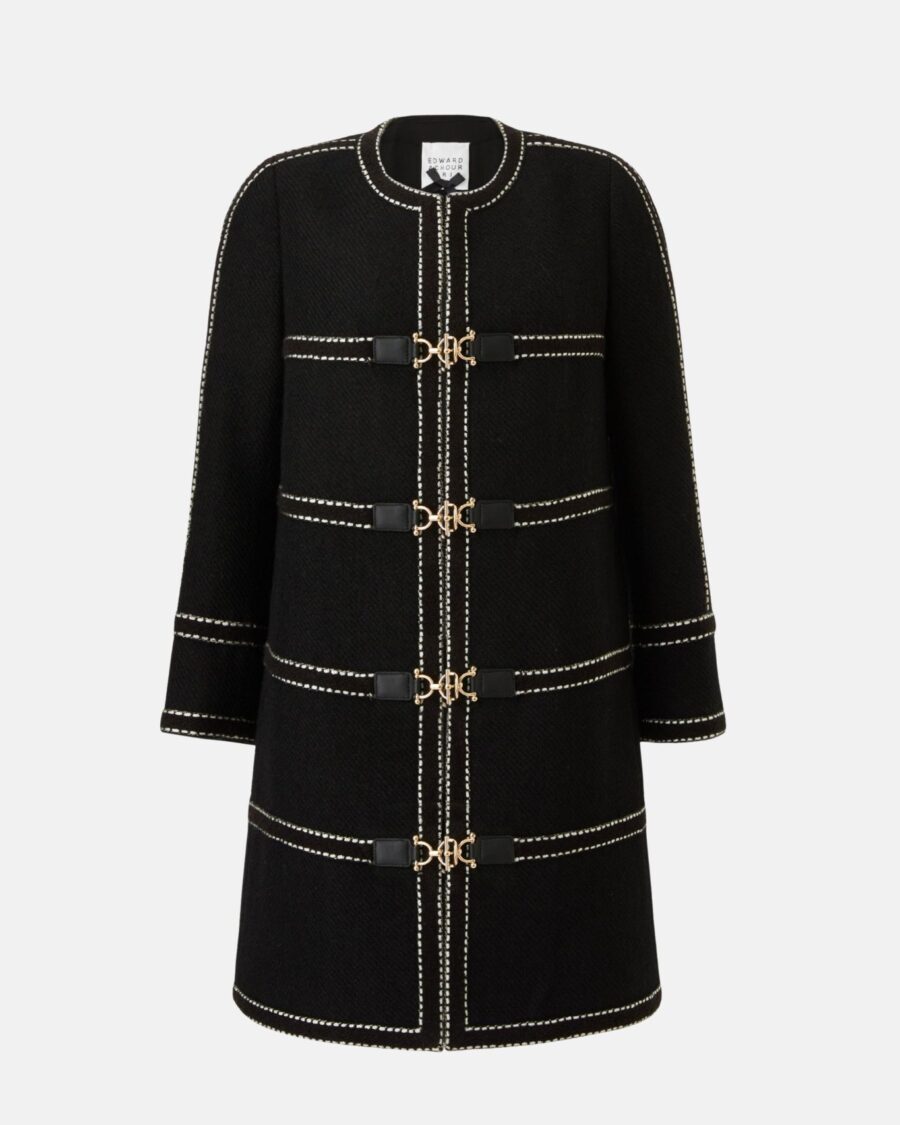 GOLD BUCKLE TRIMMED LONG COAT