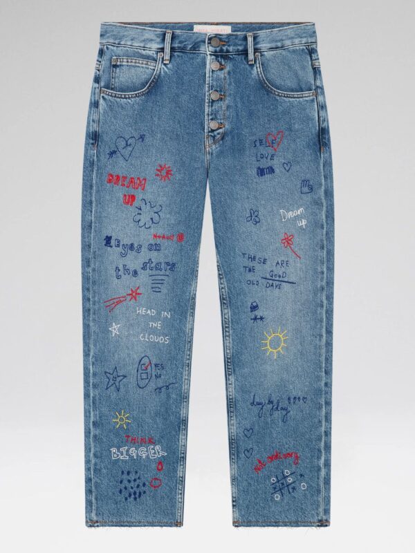 EMBROIDERED SCRIBBLE JEANS