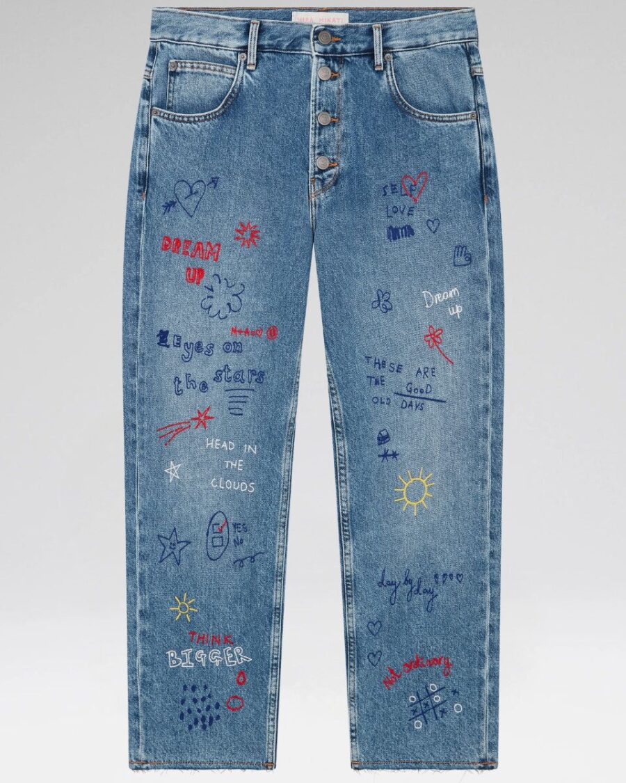EMBROIDERED SCRIBBLE JEANS