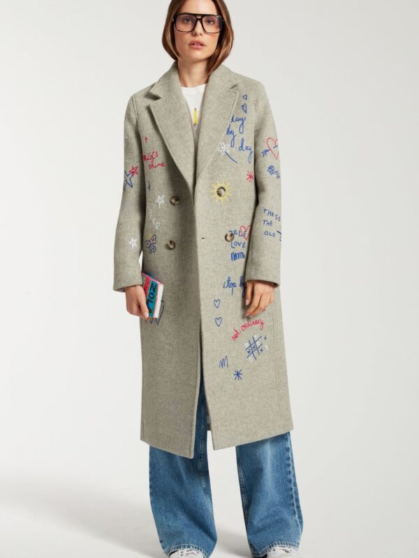 EMBROIDERED SCRIBBLE COAT