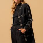 GOLD BUCKLE TRIMMED LONG COAT