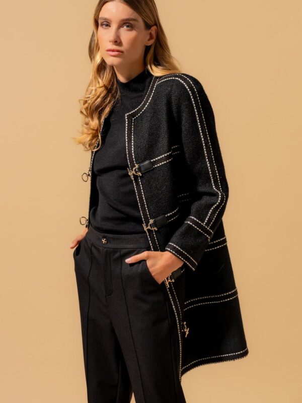 GOLD BUCKLE TRIMMED LONG COAT