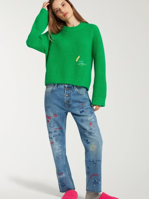 EMBROIDERED SCRIBBLE JEANS