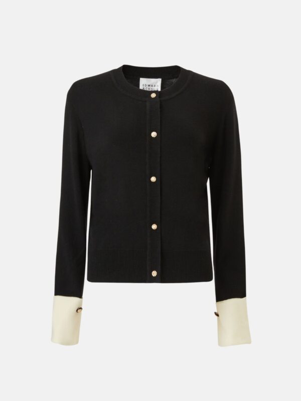 CONTRAST CUFFS CARDIGAN