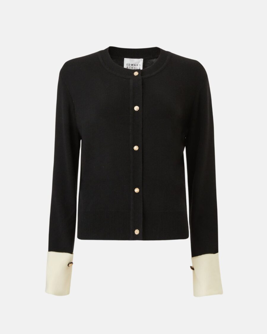 CONTRAST CUFFS CARDIGAN