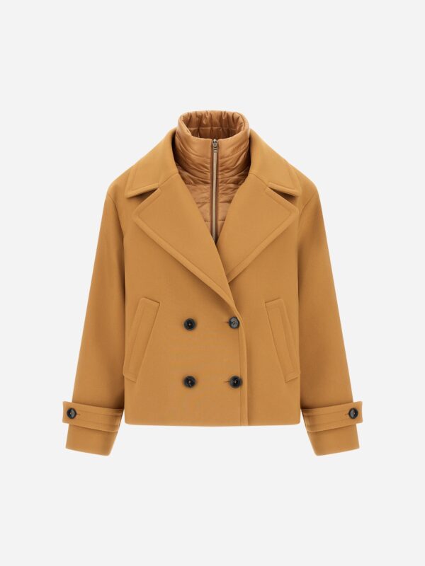 PEA COAT IN 2-LAYER SCUBA AND NYLON ULTRALIGHT