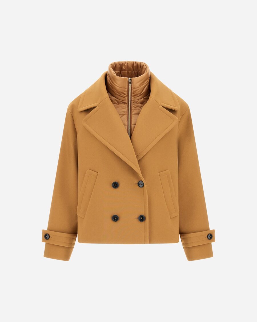 PEA COAT IN 2-LAYER SCUBA AND NYLON ULTRALIGHT