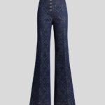 FLARED JACQUARD DENIM JEANS WITH PEGASO BUTTONS