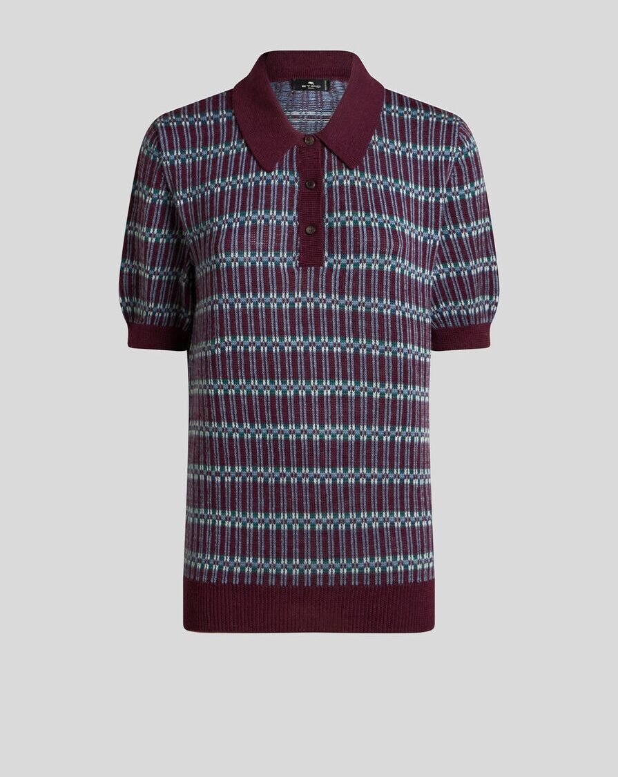 WOOL-BLEND JACQUARD POLO SHIRT