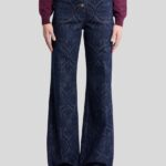 FLARED JACQUARD DENIM JEANS WITH PEGASO BUTTONS