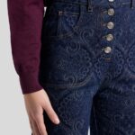FLARED JACQUARD DENIM JEANS WITH PEGASO BUTTONS