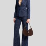 FLARED JACQUARD DENIM JEANS WITH PEGASO BUTTONS