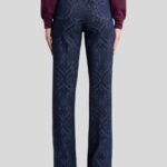 FLARED JACQUARD DENIM JEANS WITH PEGASO BUTTONS