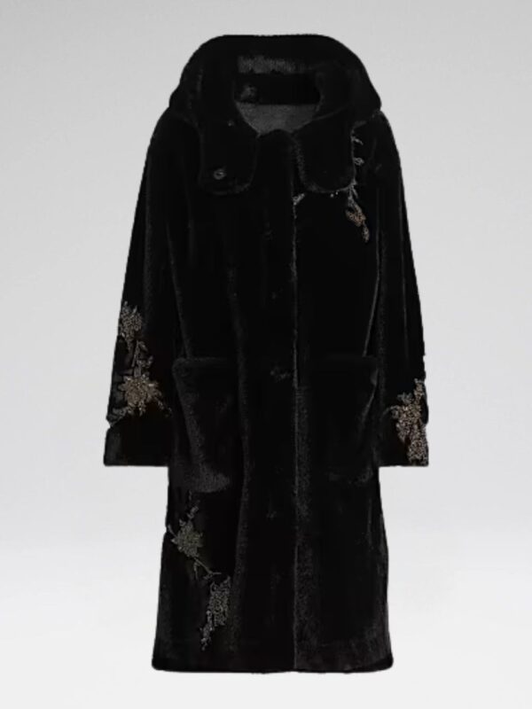 EMBELLISHED FAUX FUR COAT