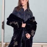 EMBELLISHED FAUX FUR COAT