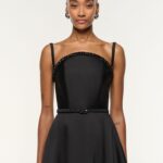 CURVED NECKLINE TAFFETA GOWN