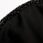 CURVED NECKLINE TAFFETA GOWN
