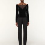 SCUBA VELVET TOP WITH LACE