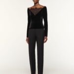 SCUBA VELVET TOP WITH LACE