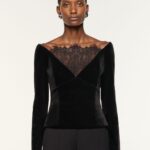 SCUBA VELVET TOP WITH LACE