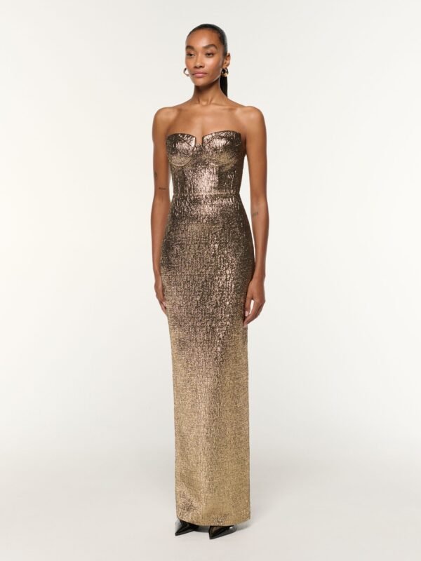 METALLIC JACQUARD GOWN