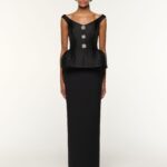 TAFFETA PEPLUM GOWN