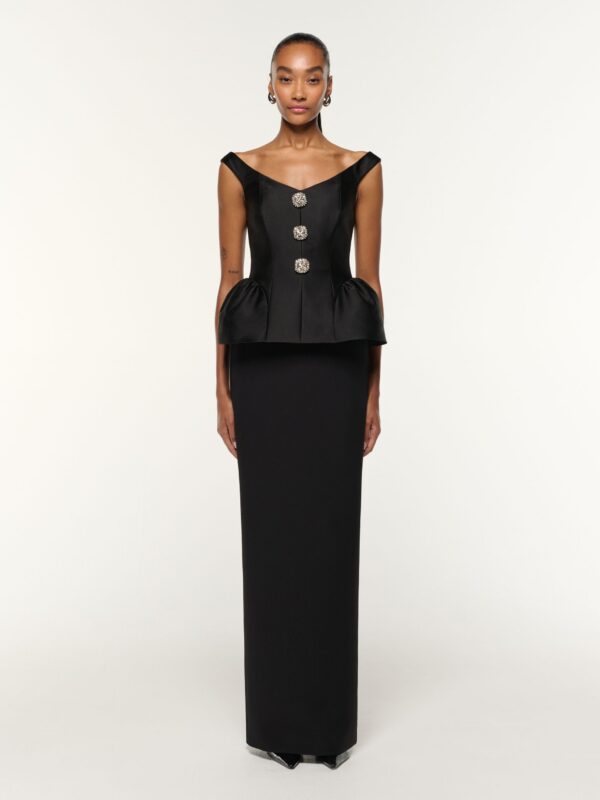 TAFFETA PEPLUM GOWN