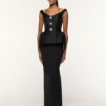 TAFFETA PEPLUM GOWN