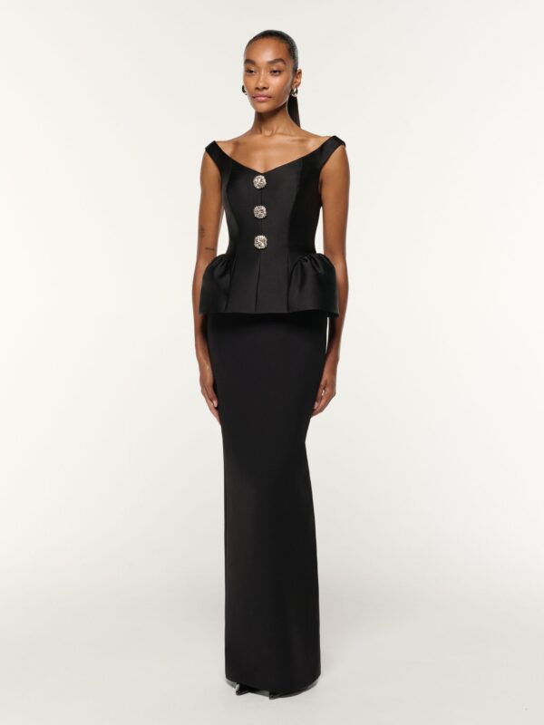 TAFFETA PEPLUM GOWN