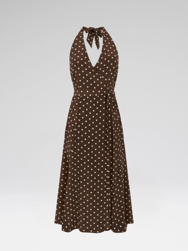 SILK MIDI HALTER DRESS