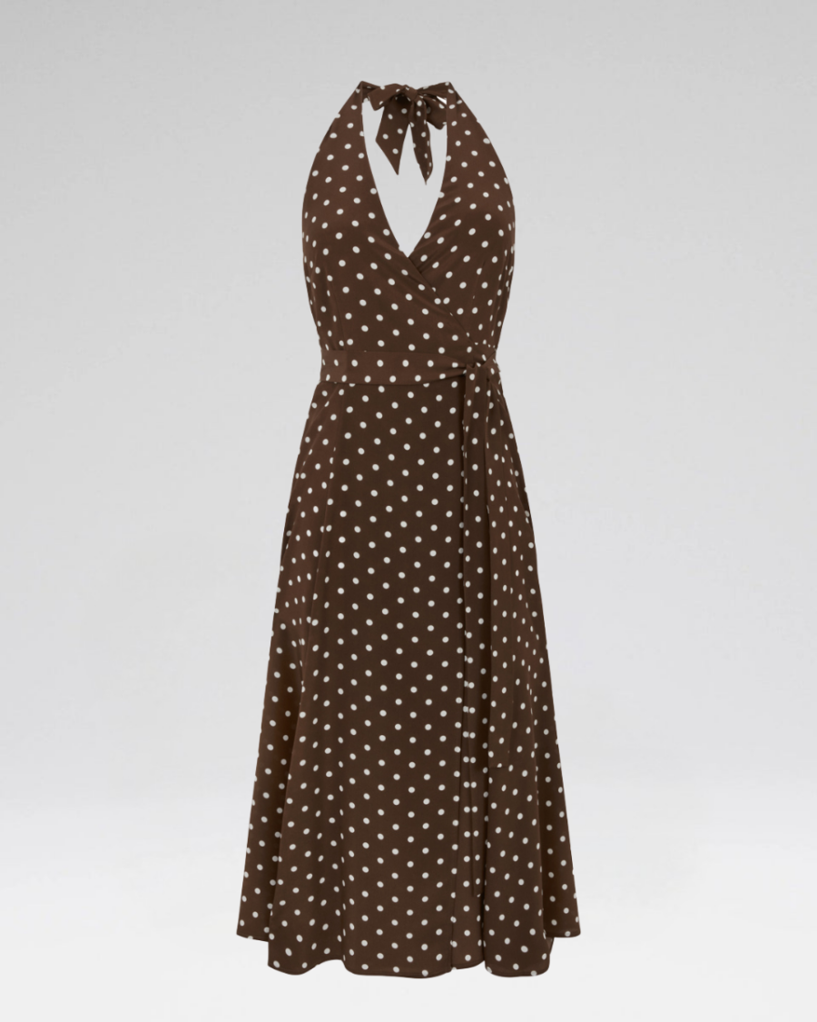 SILK MIDI HALTER DRESS