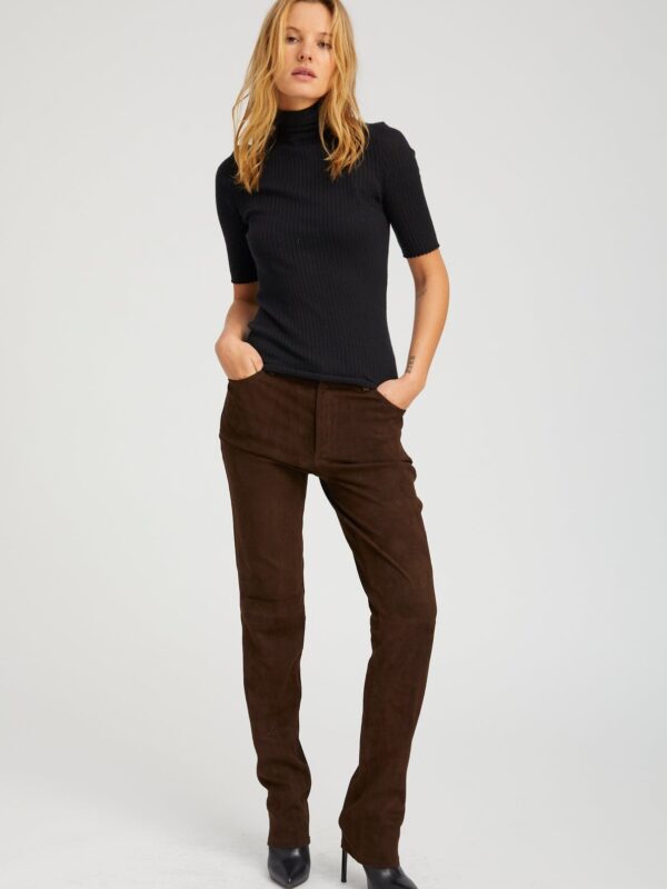 SUEDE 5 POCKET SLIM STRAIGHT PANT