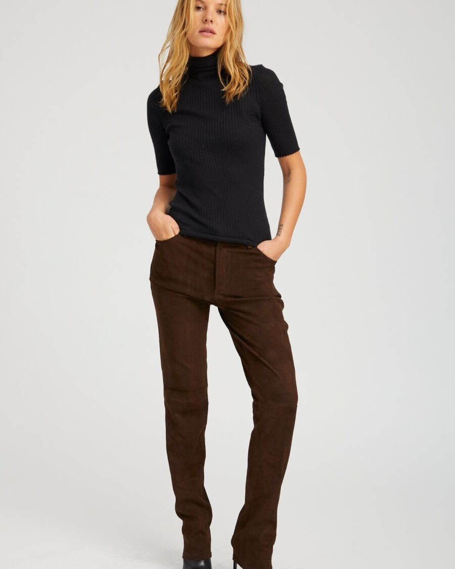 SUEDE 5 POCKET SLIM STRAIGHT PANT