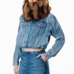 A LINE MIDI DENIM SKIRT