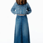A LINE MIDI DENIM SKIRT