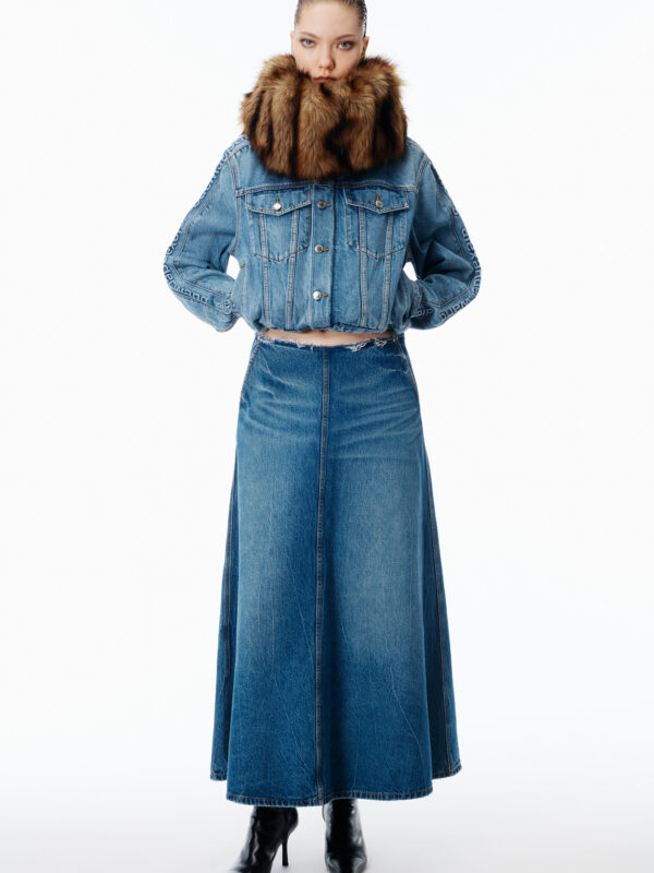 A LINE MIDI DENIM SKIRT