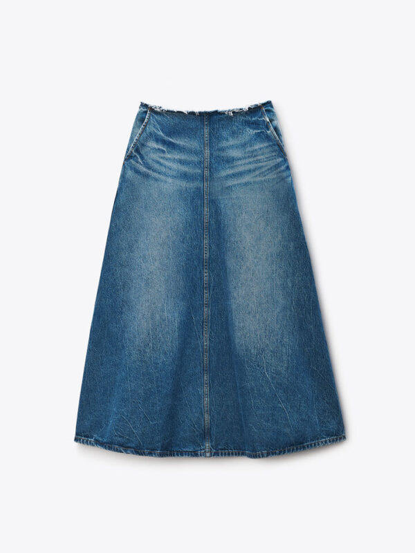 A LINE MIDI DENIM SKIRT