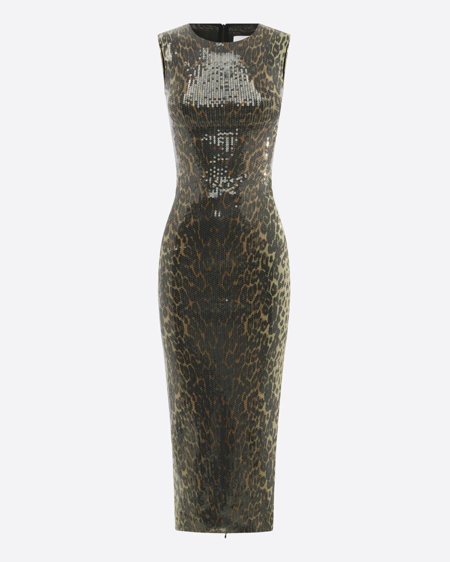 CREWNECK MIDI DRESS WITH SEQUIN