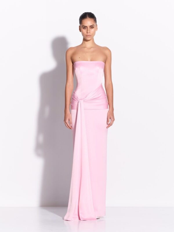 SATIN CREPE STRAPLESS GOWN