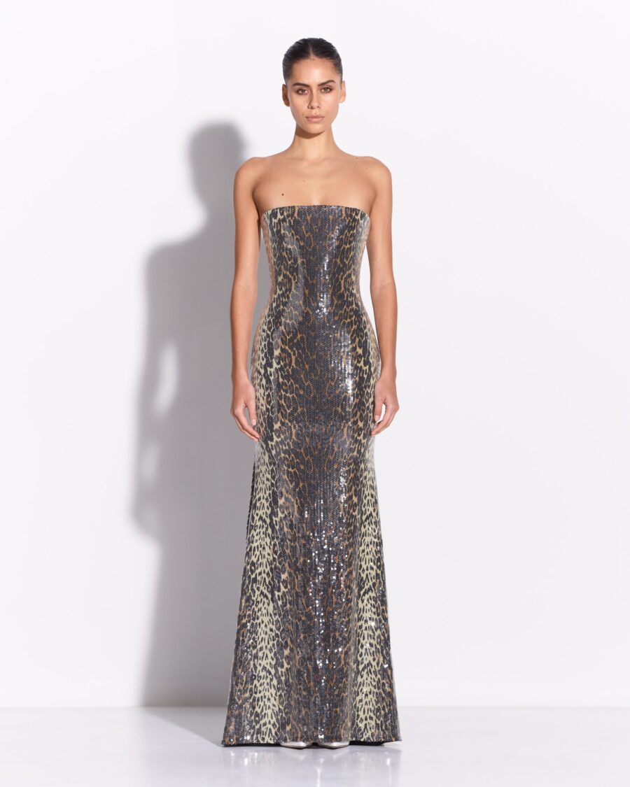 STRAPLESS GOWN WITH SEQUIN