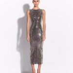 CREWNECK MIDI DRESS WITH SEQUIN