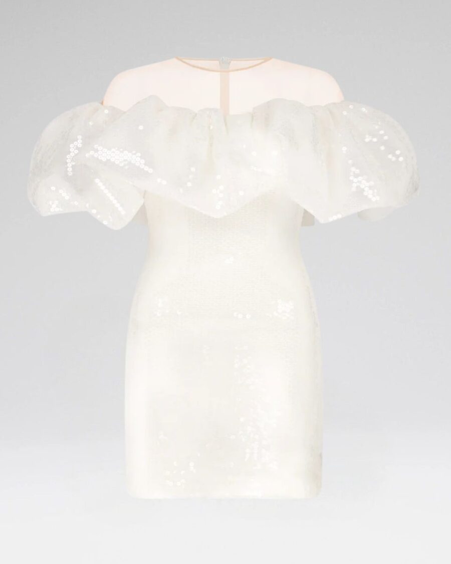 PUFF TOP DETAIL SEQUIN MINI DRESS